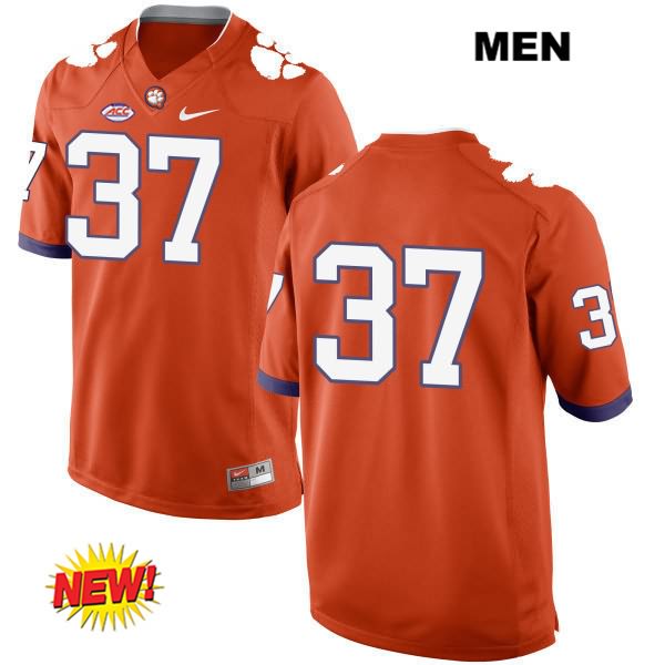 Men's Clemson Tigers #37 Austin Jackson Stitched Orange New Style Authentic Nike No Name NCAA College Football Jersey LDW2746UA
